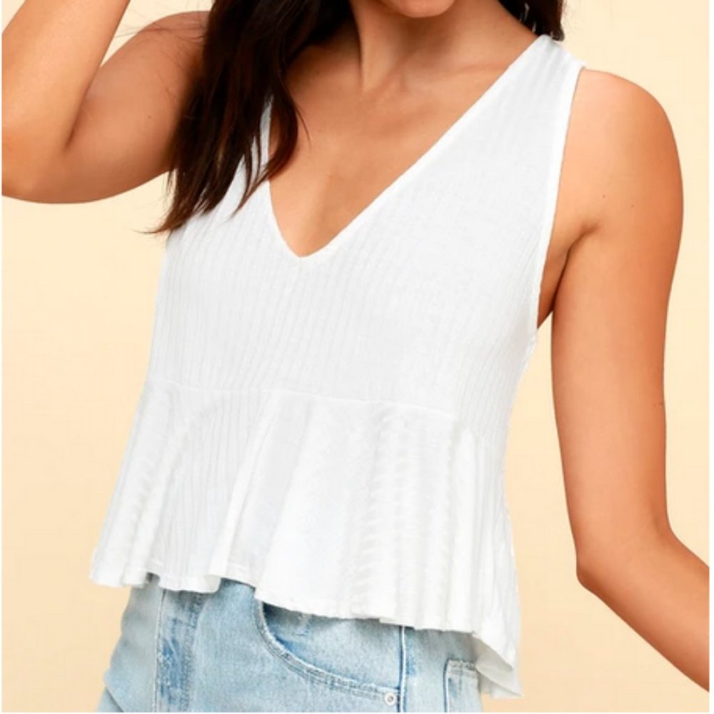 Lulus Ivory V-Neck Ruffled Crop Top